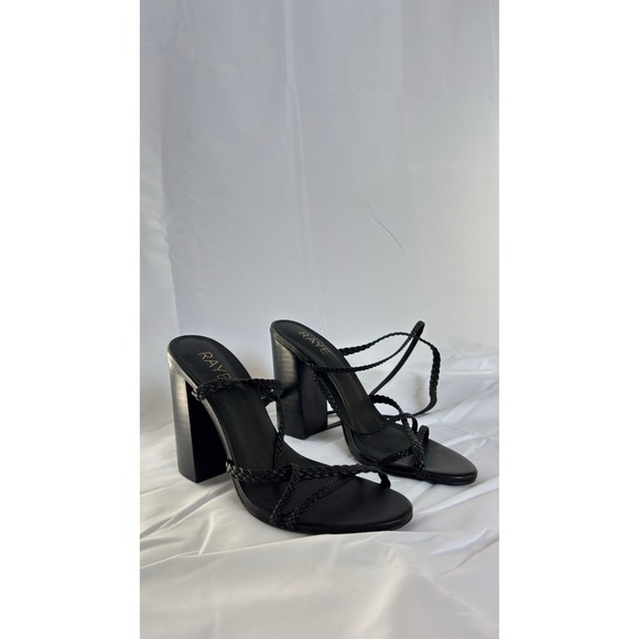 $178 NWOT RAYE Melissa Black Braided Lace Strappy Block Heel Sandals Size 7.5 - Picture 3 of 10